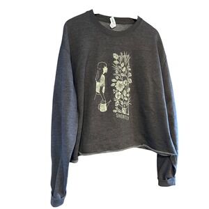 XXL‎ Cropped Garden Graphic Sweatshirt – Whimsical & Cozy by Shortly Charcoal🌿